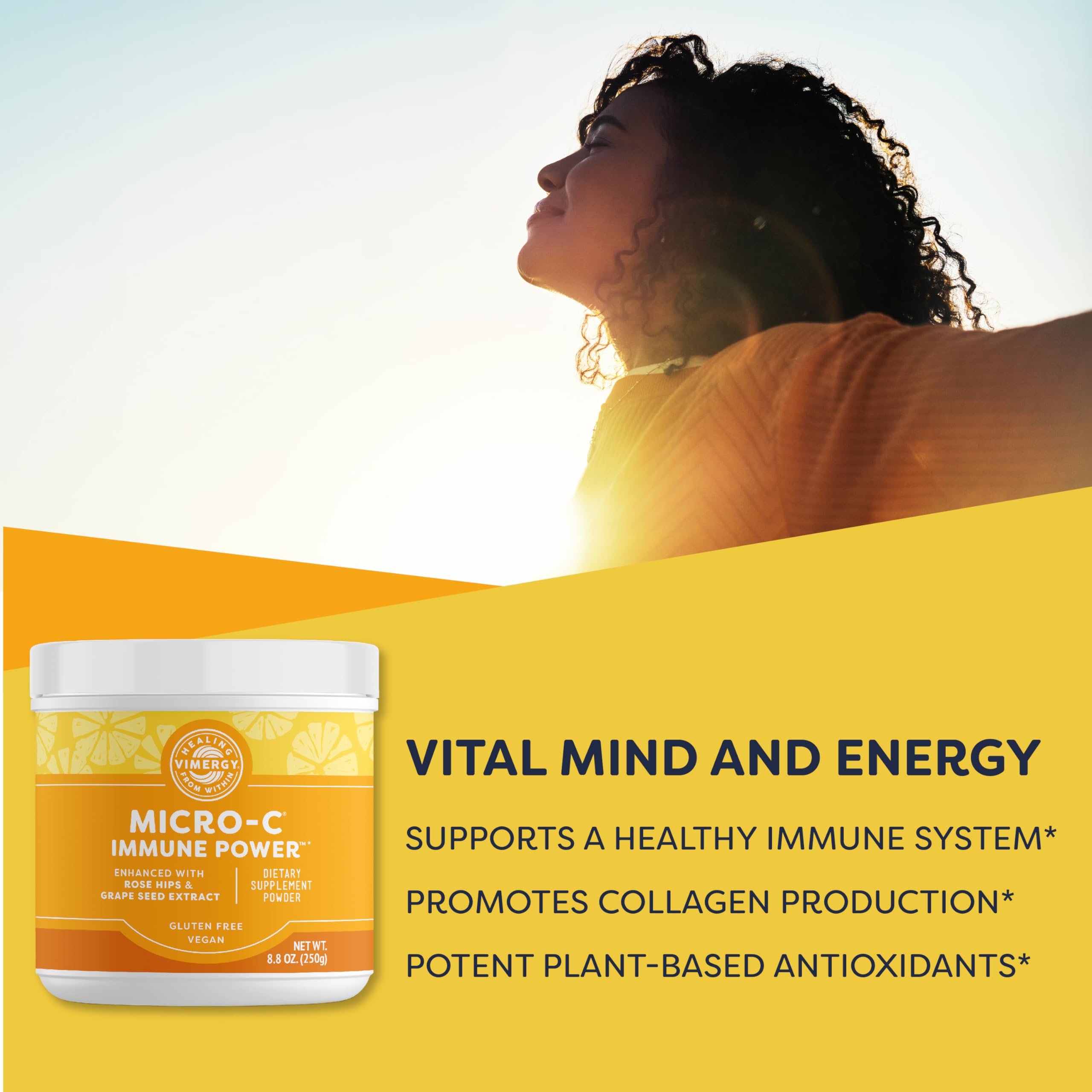 Close-up of Vimergy Micro-C Immune Power scoop for accurate dosing