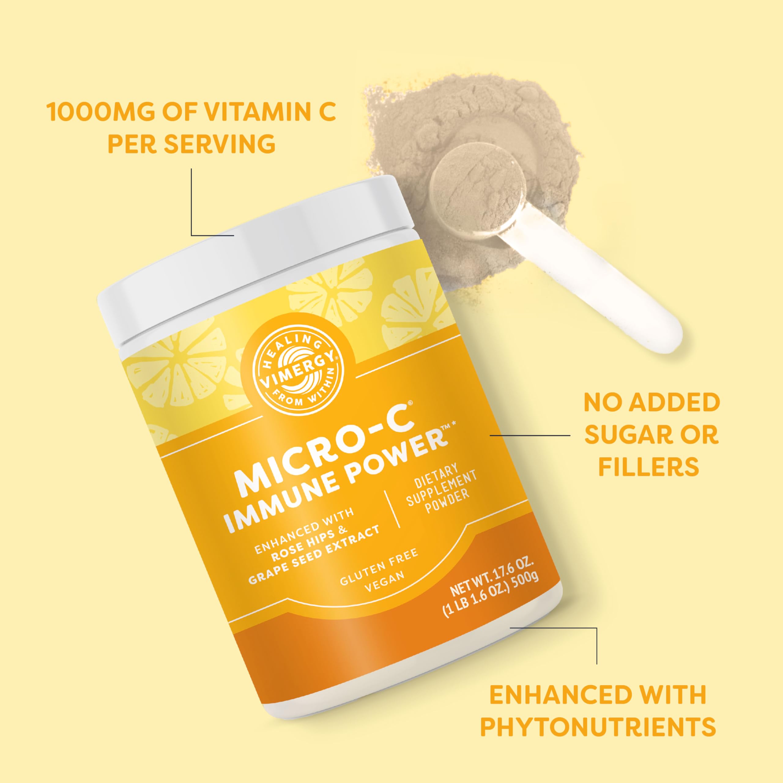 Close-up of powder texture in the Vimergy container