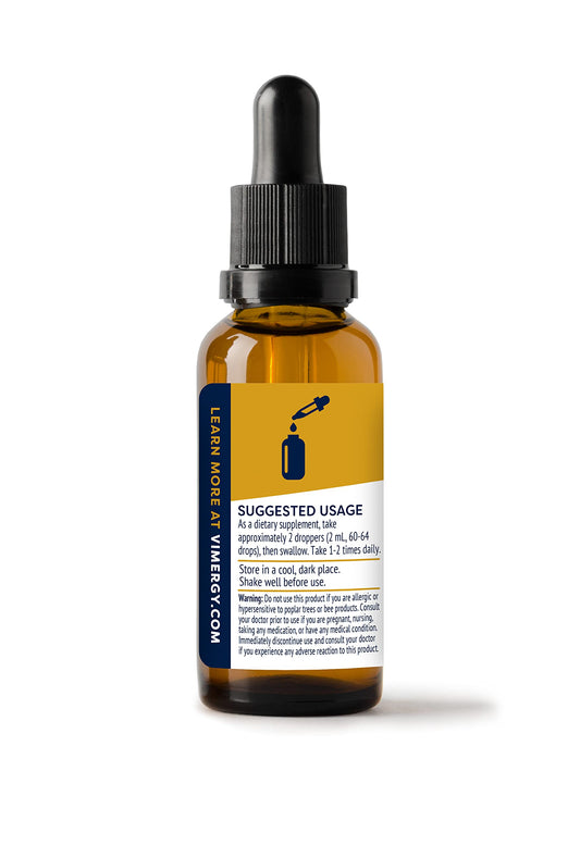 Label showing 1220 mg propolis per serving