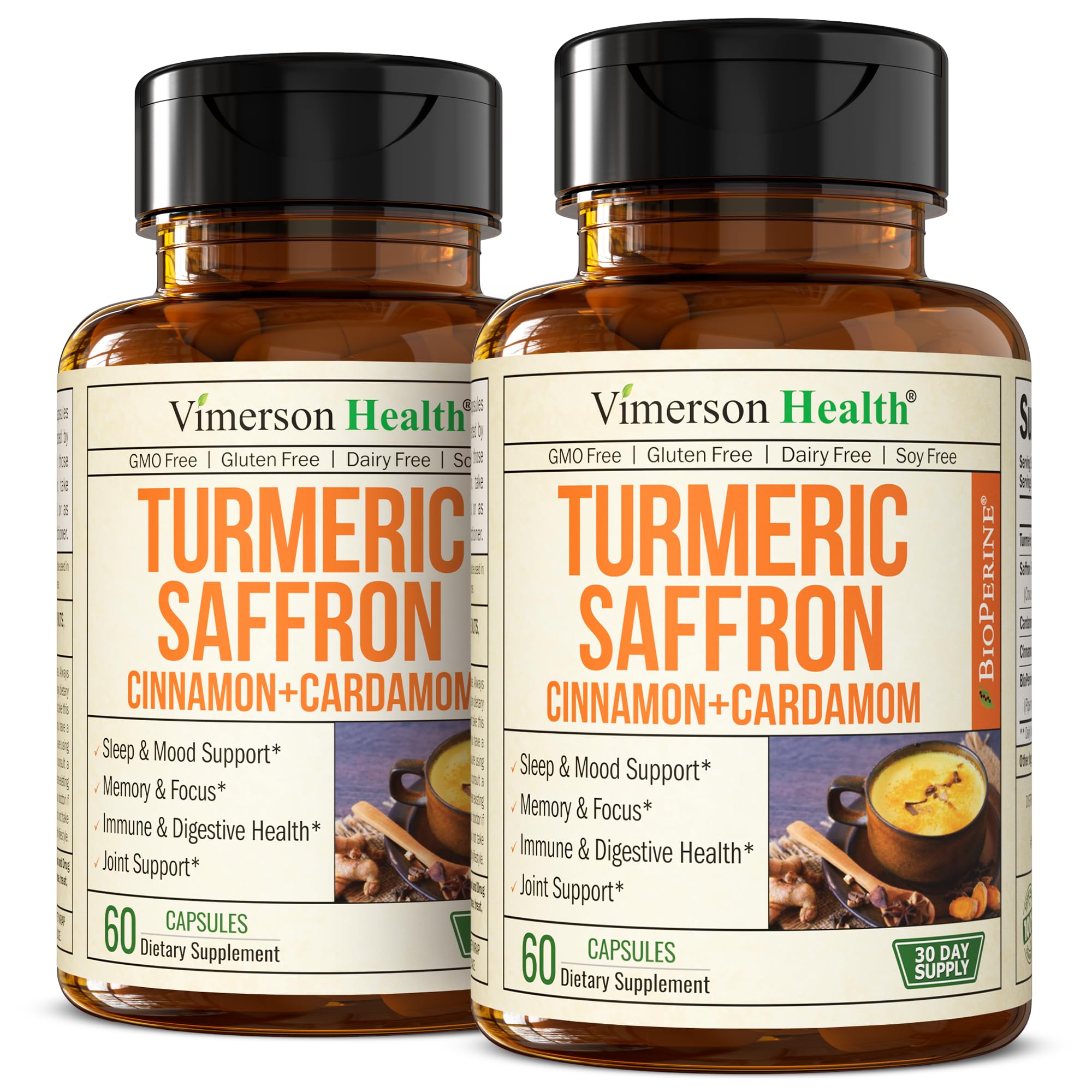 Vimerson Health saffron supplements bottle pour for mood support and eye health
