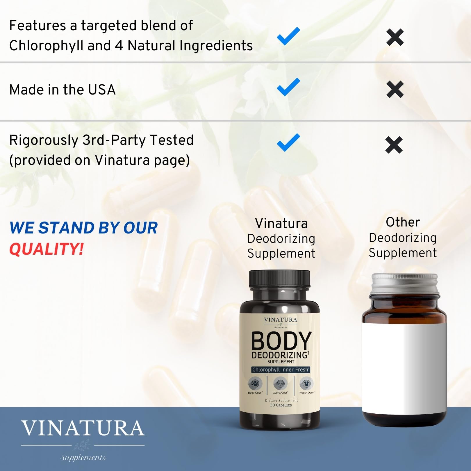 Confident woman after using VINATURA body deodorizing supplement