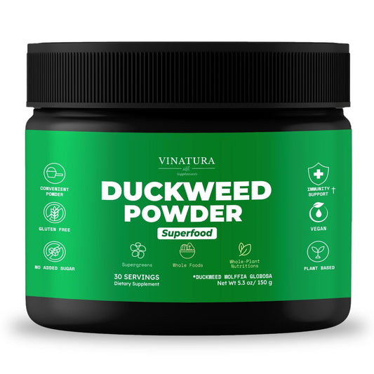 VINATURA Duckweed Powder bottle and scoop on white background