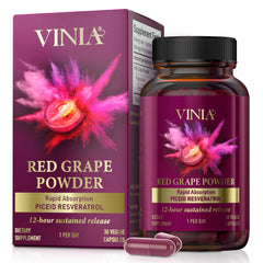 VINIA Piceid Resveratrol supplement bottle supports daily cardiovascular wellness.