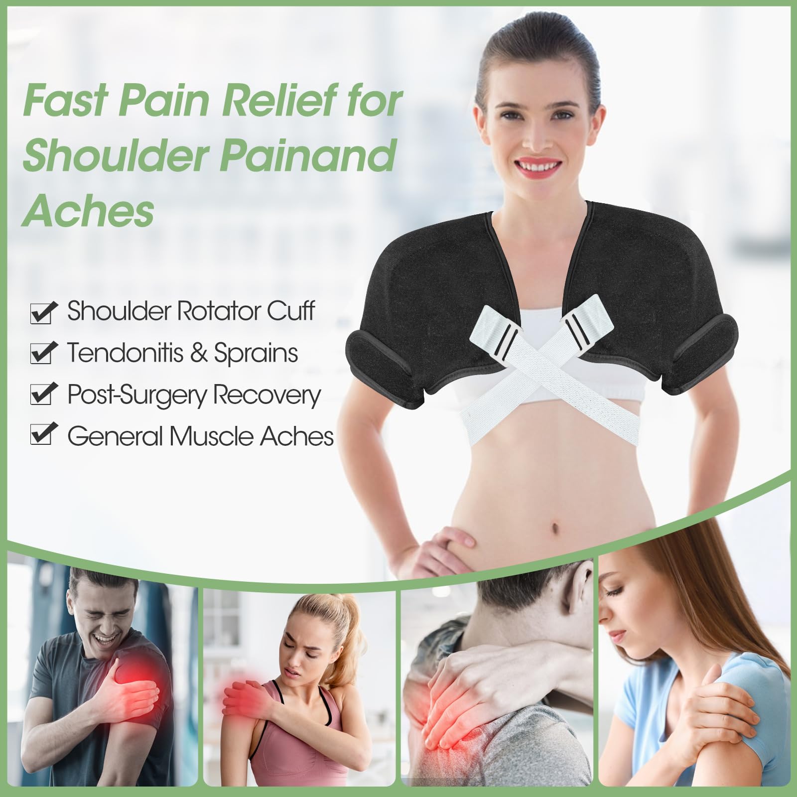 Castor Oil Pack Wrap Set for Knees, Legs, and Hands - Black