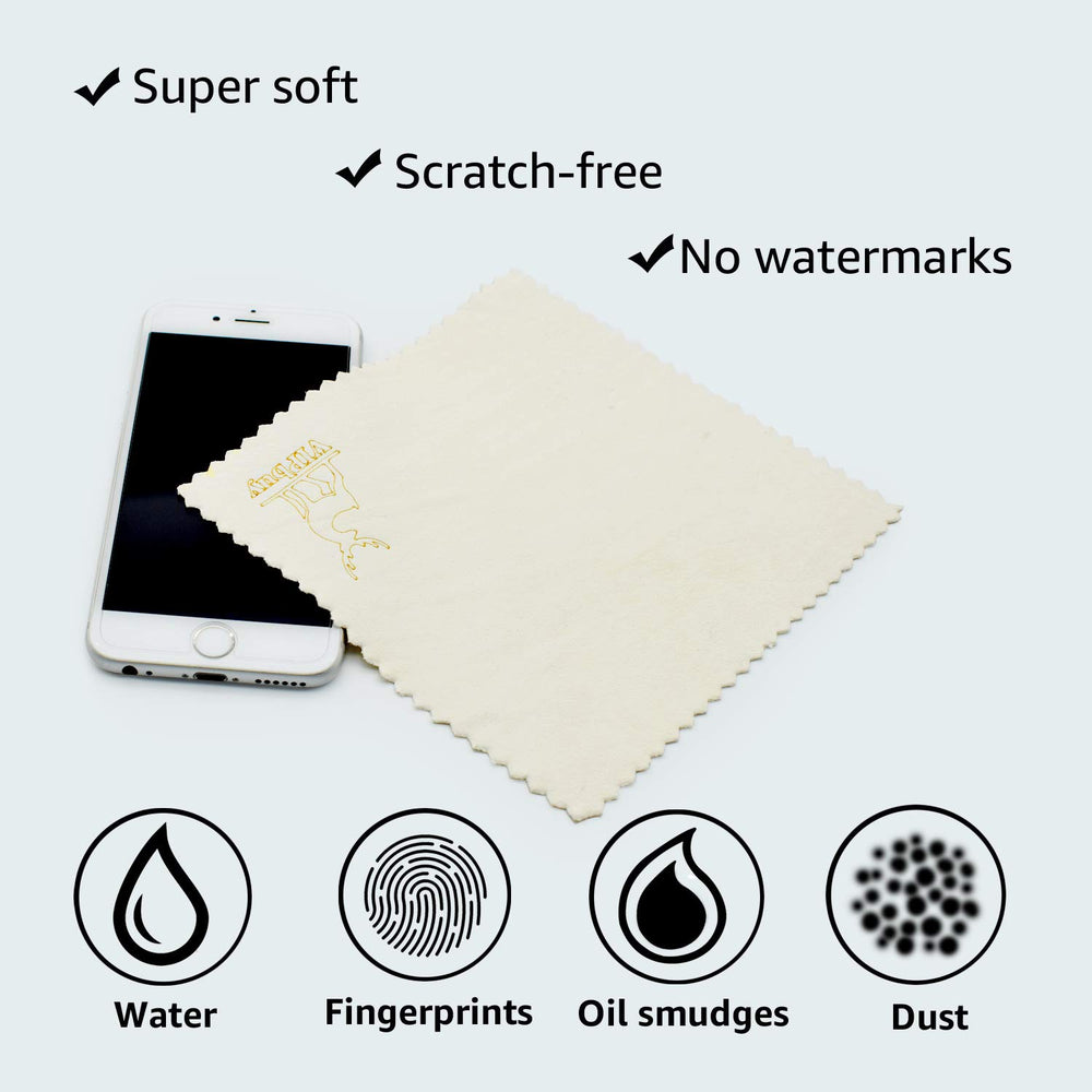Cleaning cloth being used to wipe eyeglasses without scratches