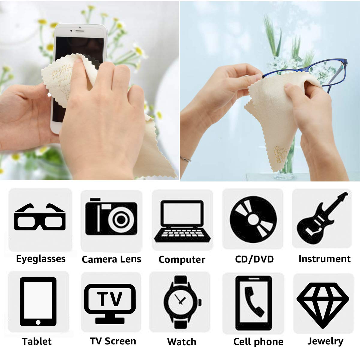 Cloths used on camera lens and phone screens