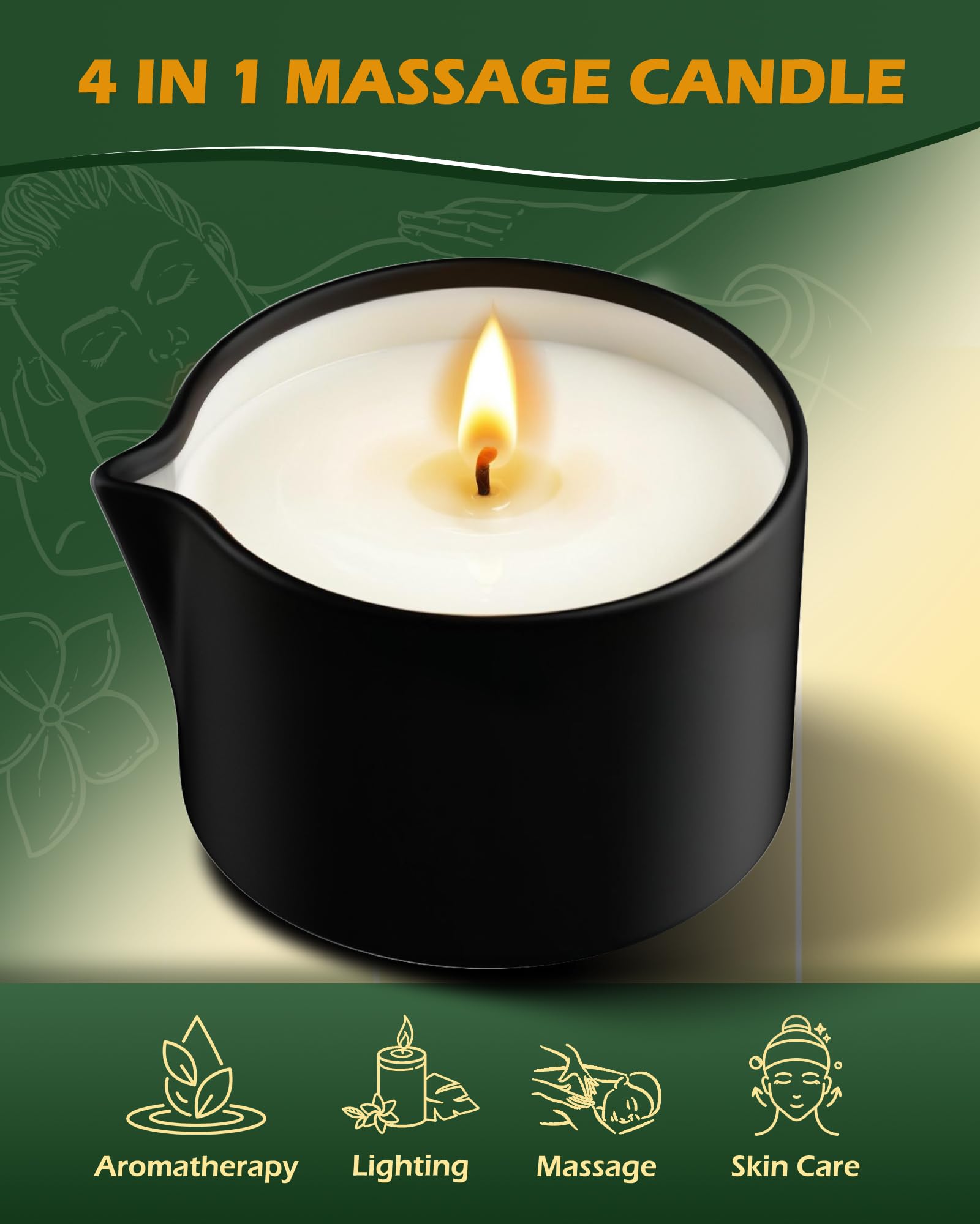 Hands applying warm massage oil from a lit VIPwax candle