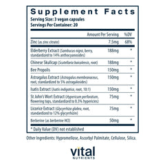 ViraCon ingredients including elderberry, zinc, and licorice root