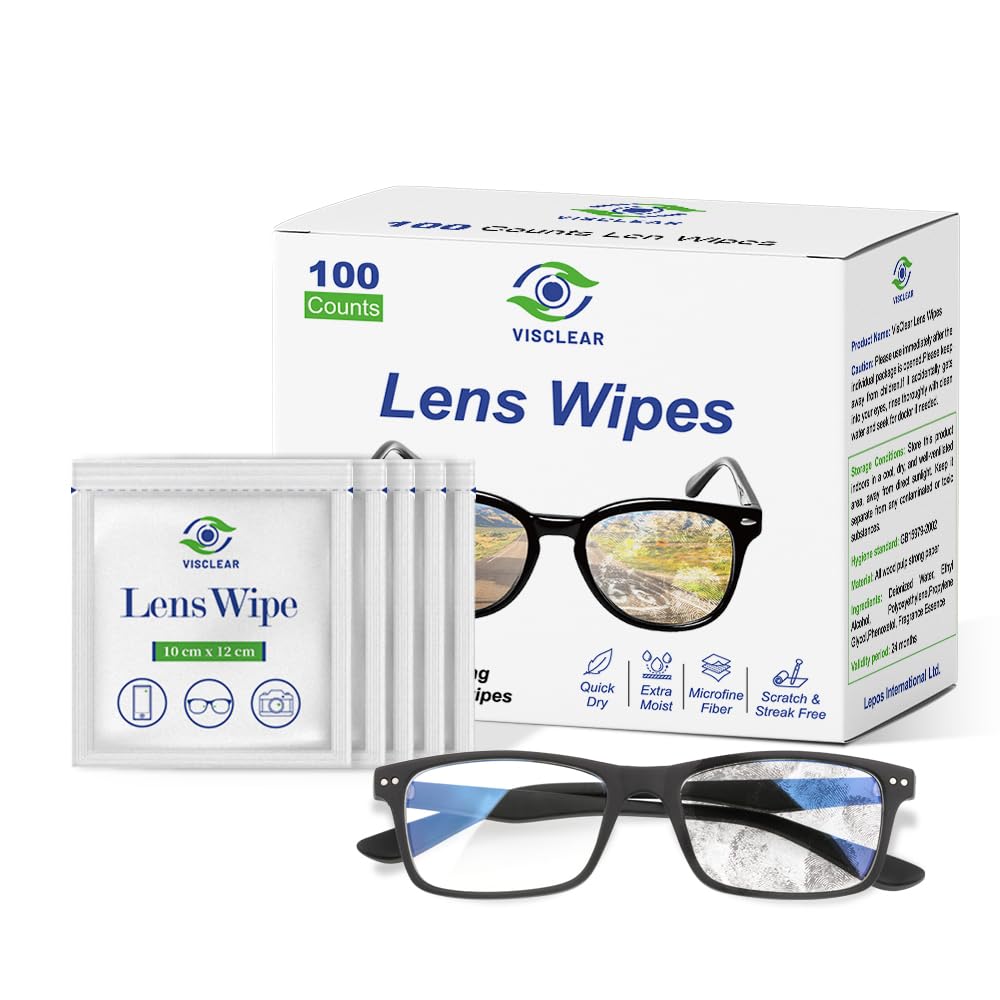 VisClear Eyeglasses Cleaner Wipes 100-count packaging