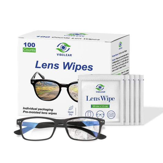 VisClear Lens Wipes for eyeglasses with ocean scent, 100-count, individually wrapped