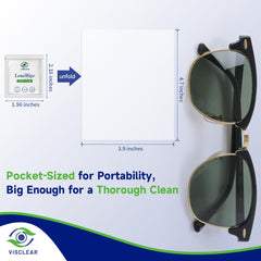 Individually packed VisClear eyeglasses cleaner wipes