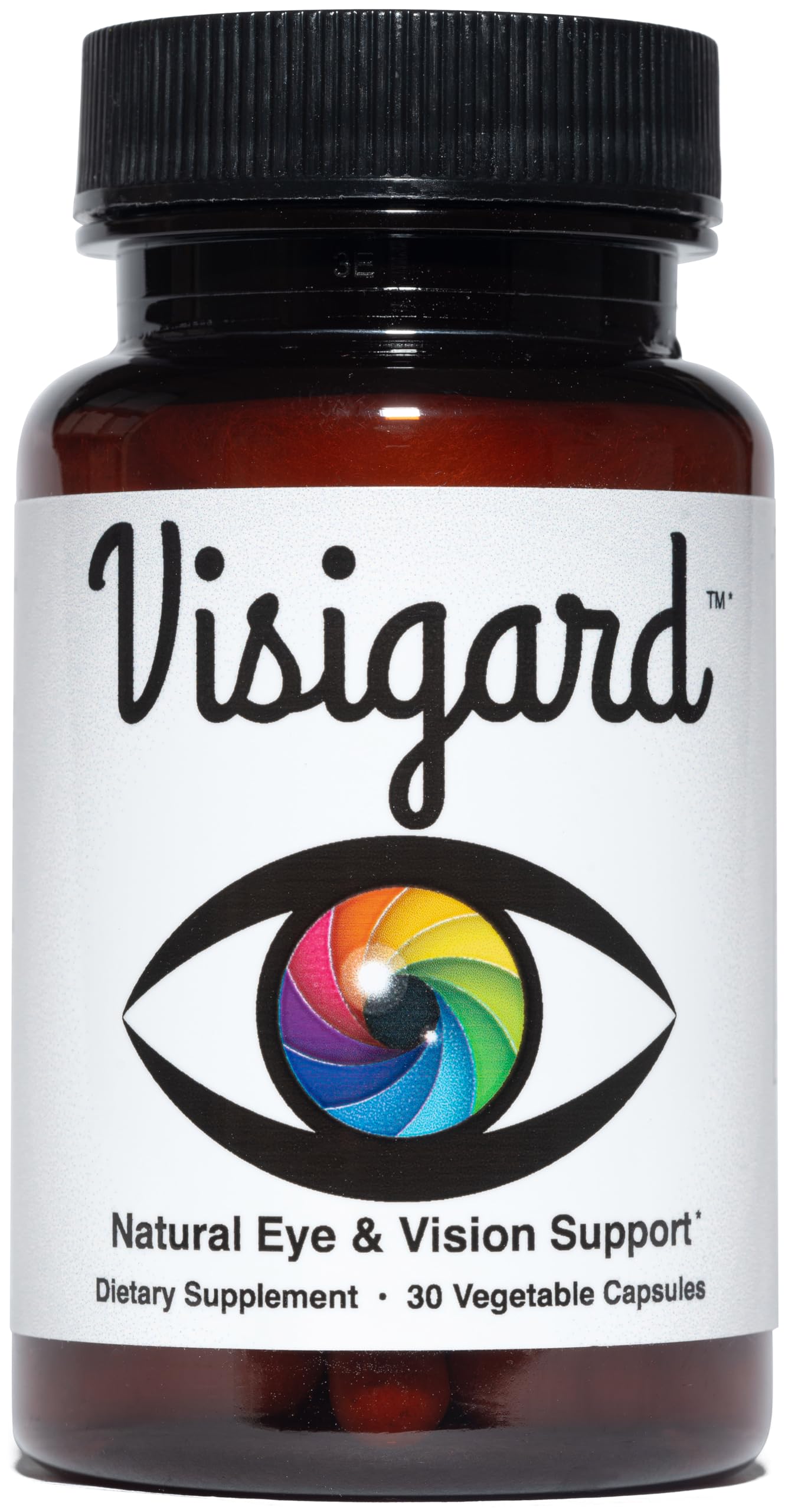 Visigard bottle overview showing vegan, non-GMO eye health support.