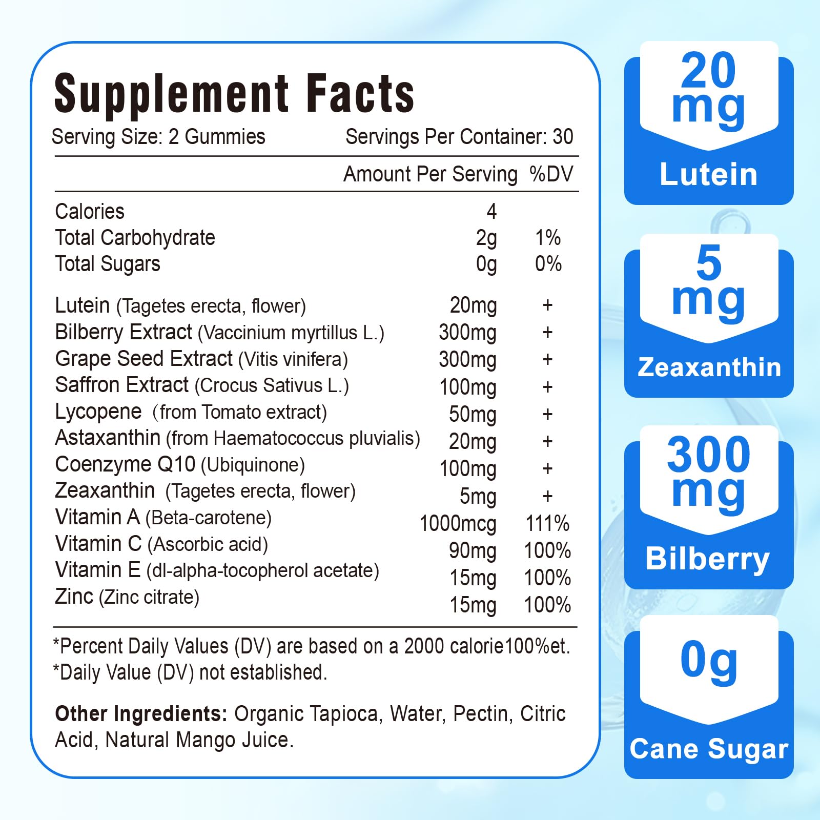 Gummies promoting vision clarity and dry eye relief