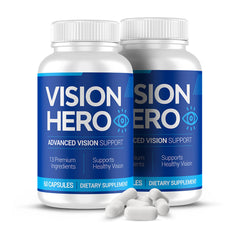 Vision Hero Advanced Vision Support bottle and capsules