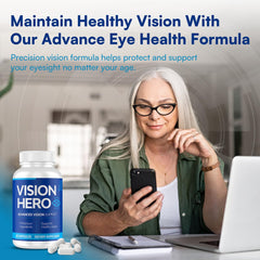 Close-up of Vision Hero capsules featuring zeaxanthin