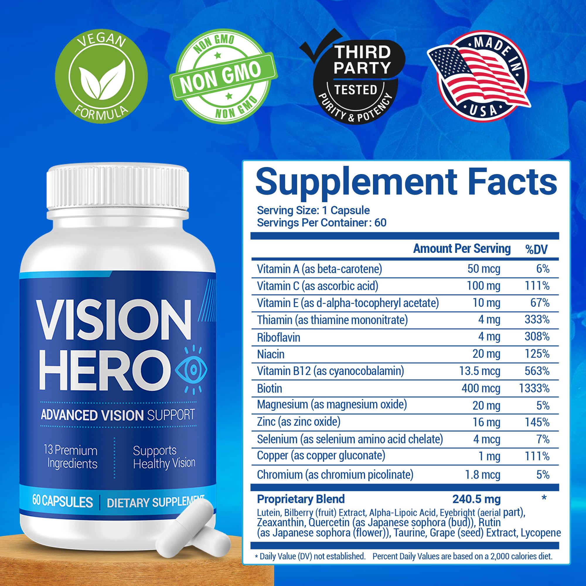 Display of four Vision Hero bottles in a pack