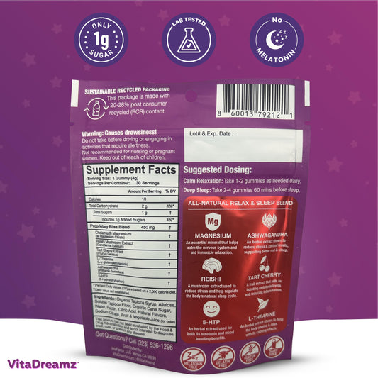 Close-up of VitaDreamz Sleep Gummies showing berry texture
