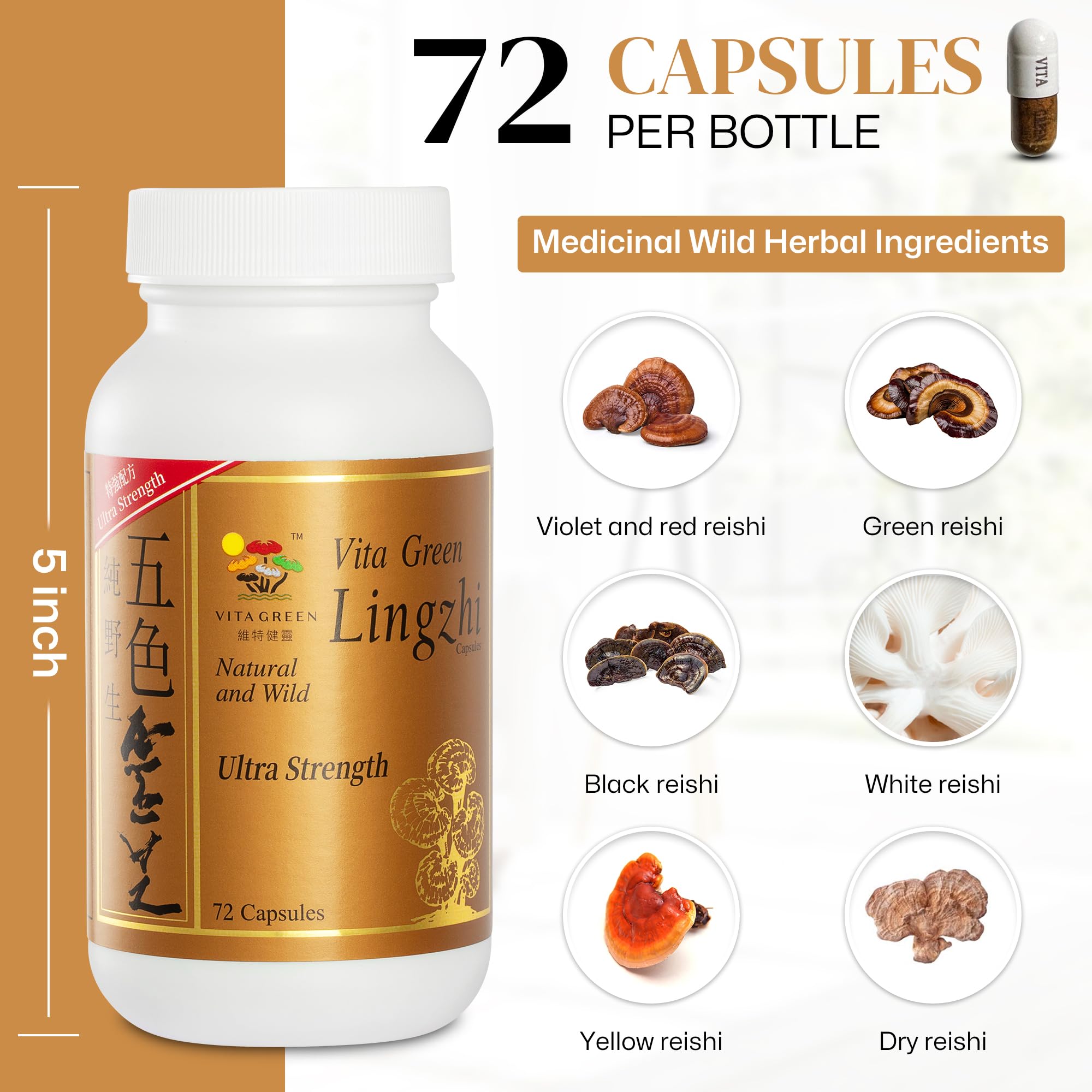 Product label for Vita Green Lingzhi Lingzhi capsules