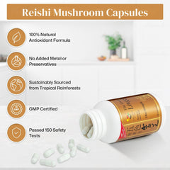 Vita Green Lingzhi capsule label highlighting natural antioxidants.