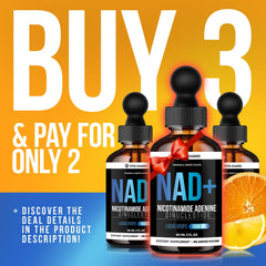 Dropper releasing NAD+ liquid into a glass