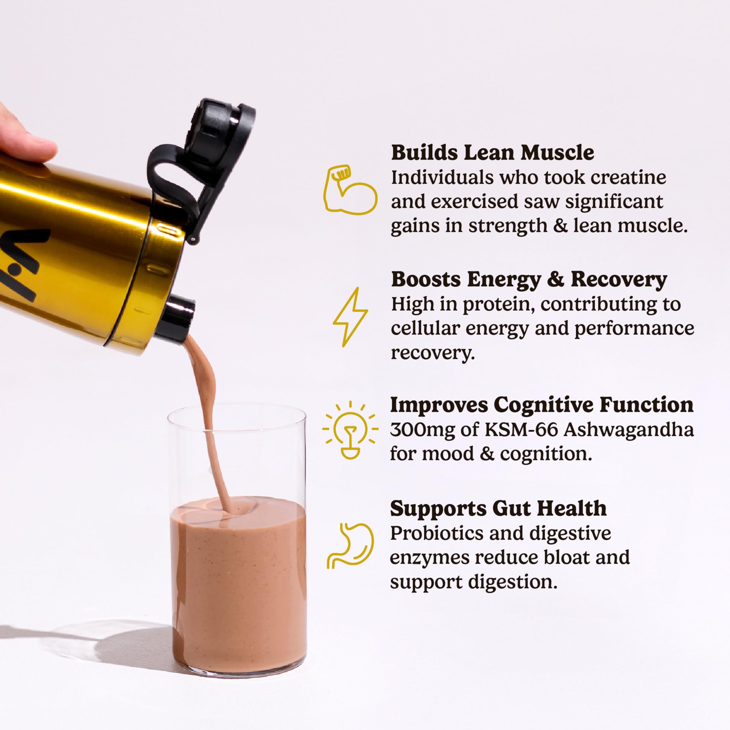 Protein and creatine blend showing 30g protein and 5g creatine