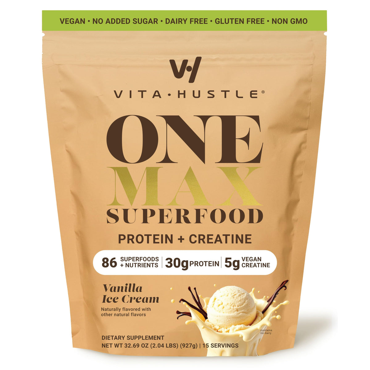 VitaHustle ONE Max Protein Vanilla Ice Cream shake - serving 1