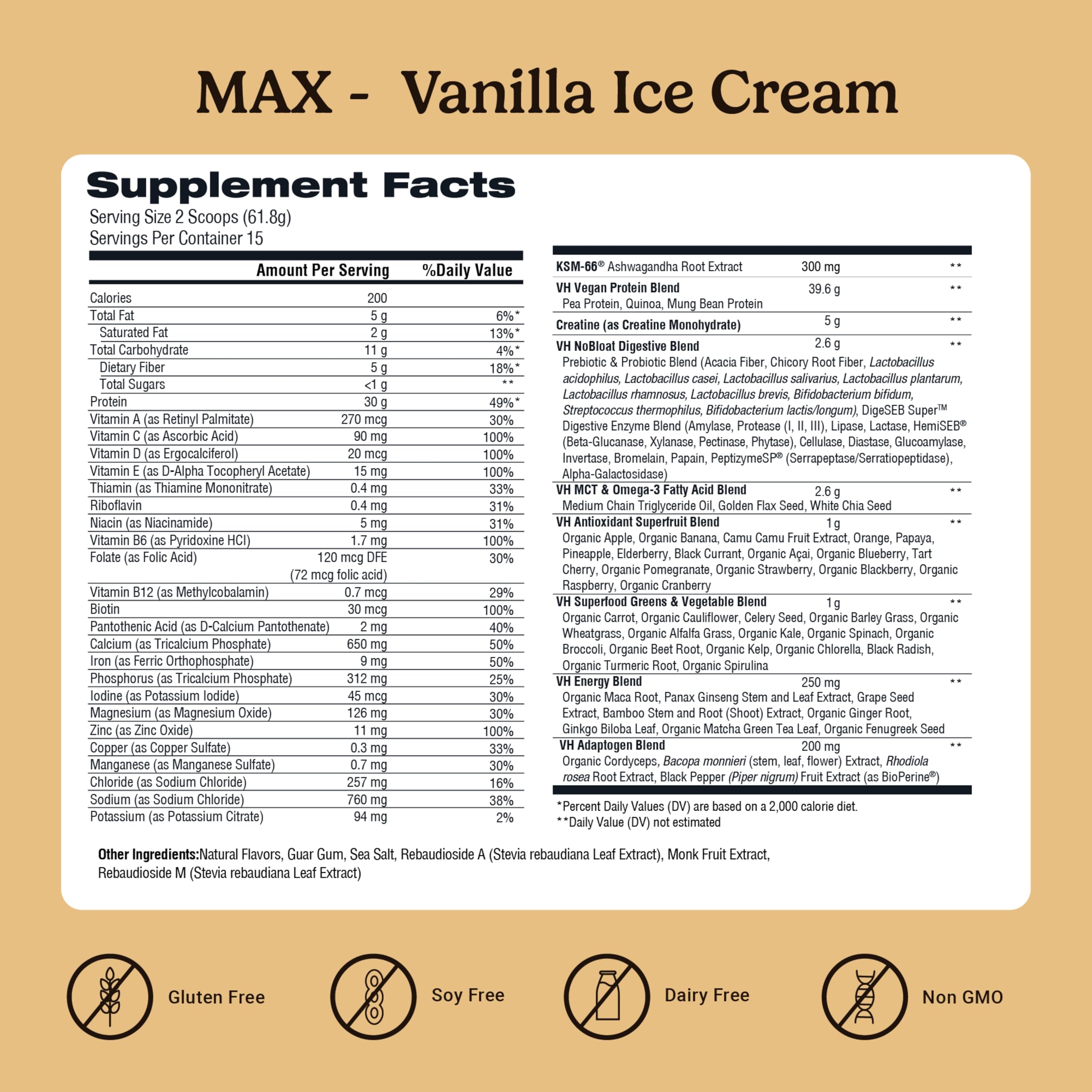 VitaHustle ONE Max Protein Vanilla Ice Cream shake - serving 3