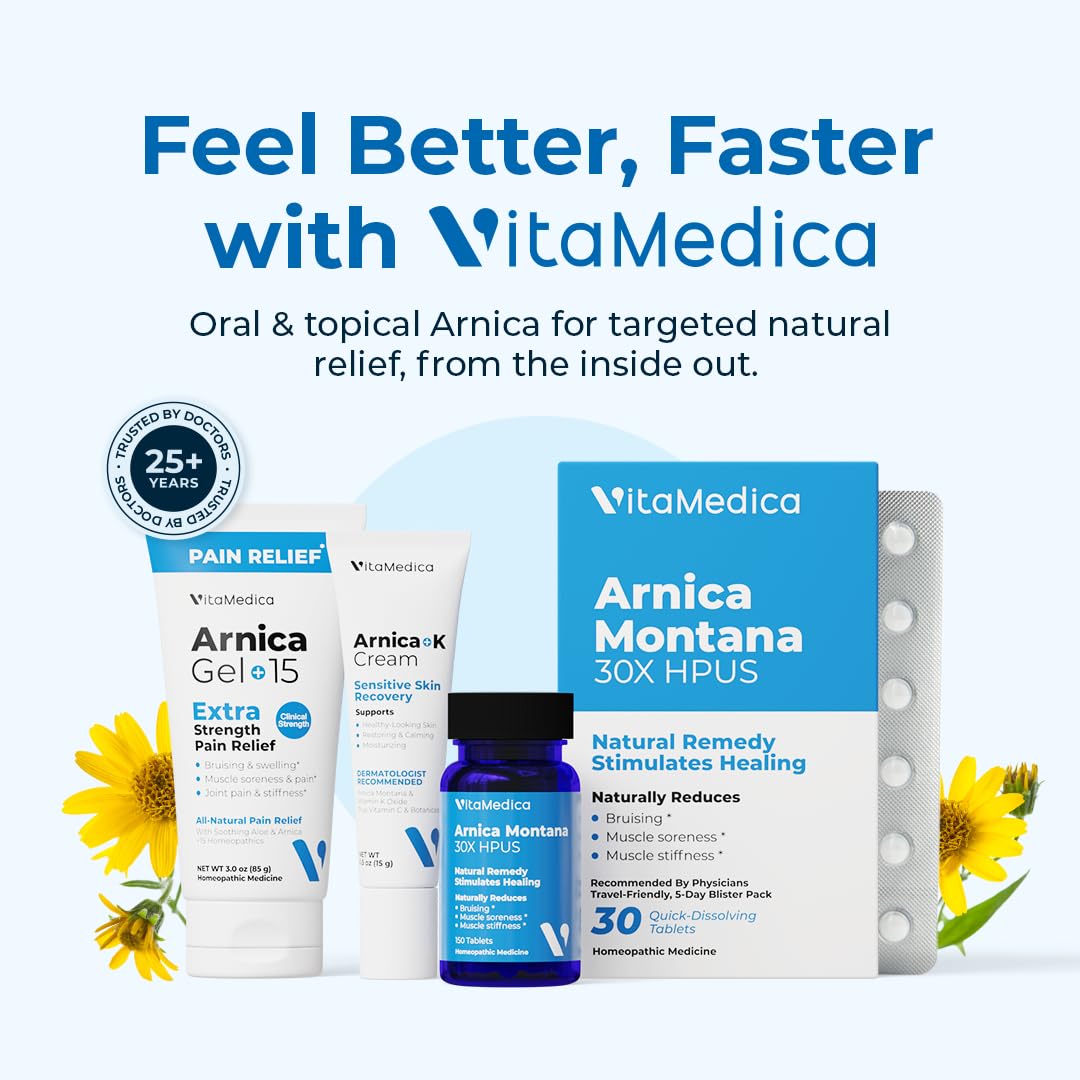 Bruising and swelling relief using Arnica Montana 30X tablets
