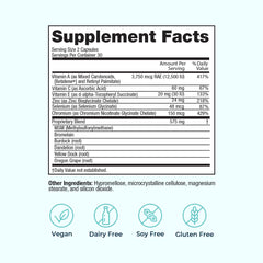 Vegan, dairy-free VitaMedica Clear Skin Formula label