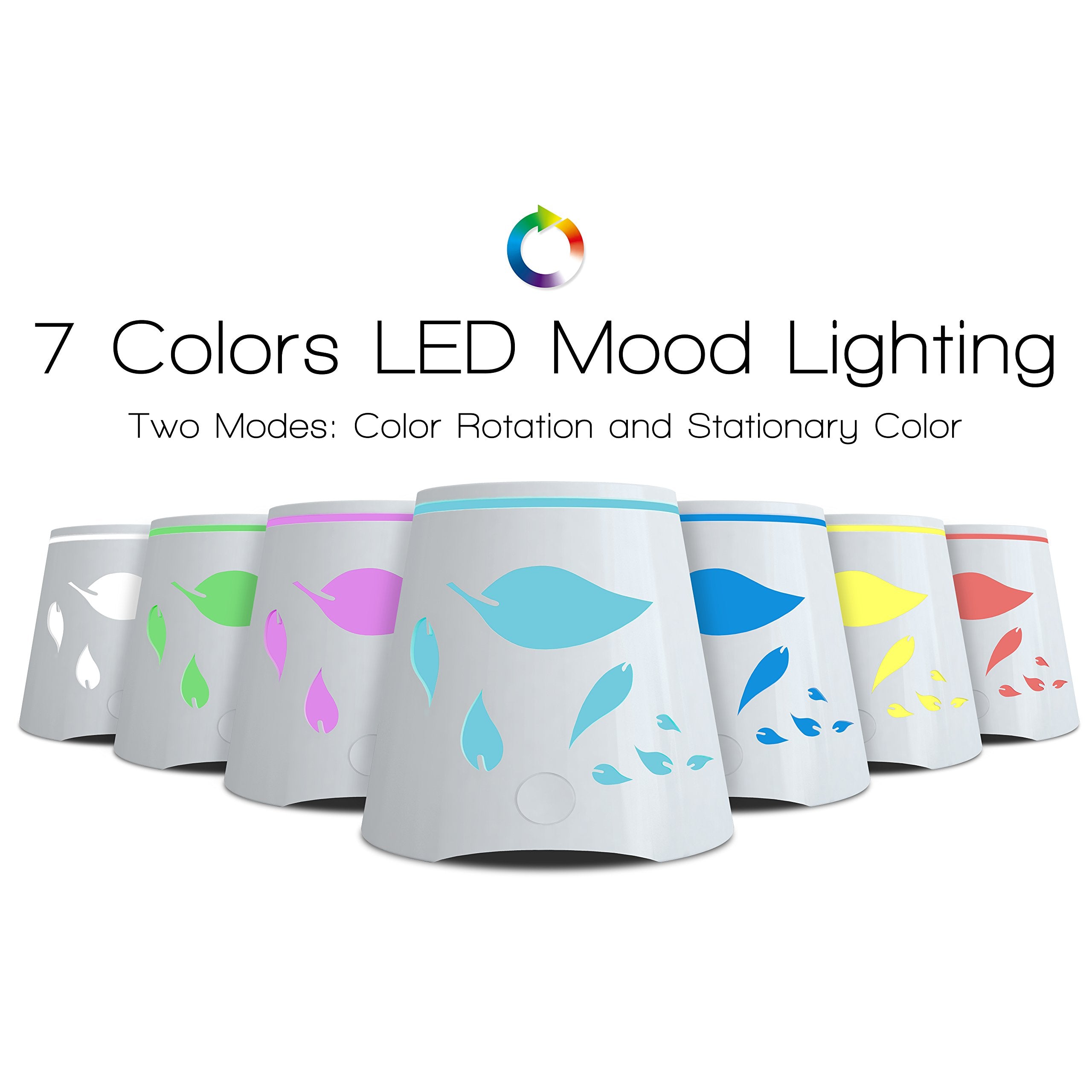 Vita Miracle essential oil diffuser 7-color LED demonstrates mood-boosting lighting for relaxation.