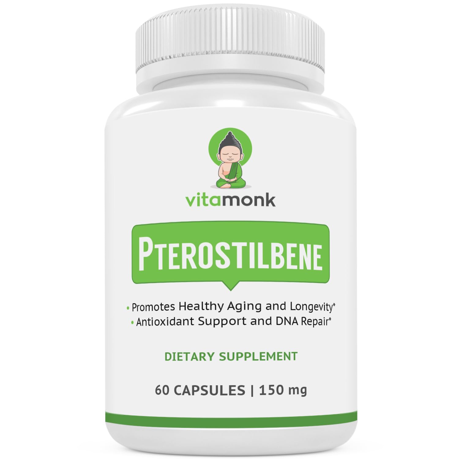VitaMonk Pterostilbene 150mg capsules bottle front label