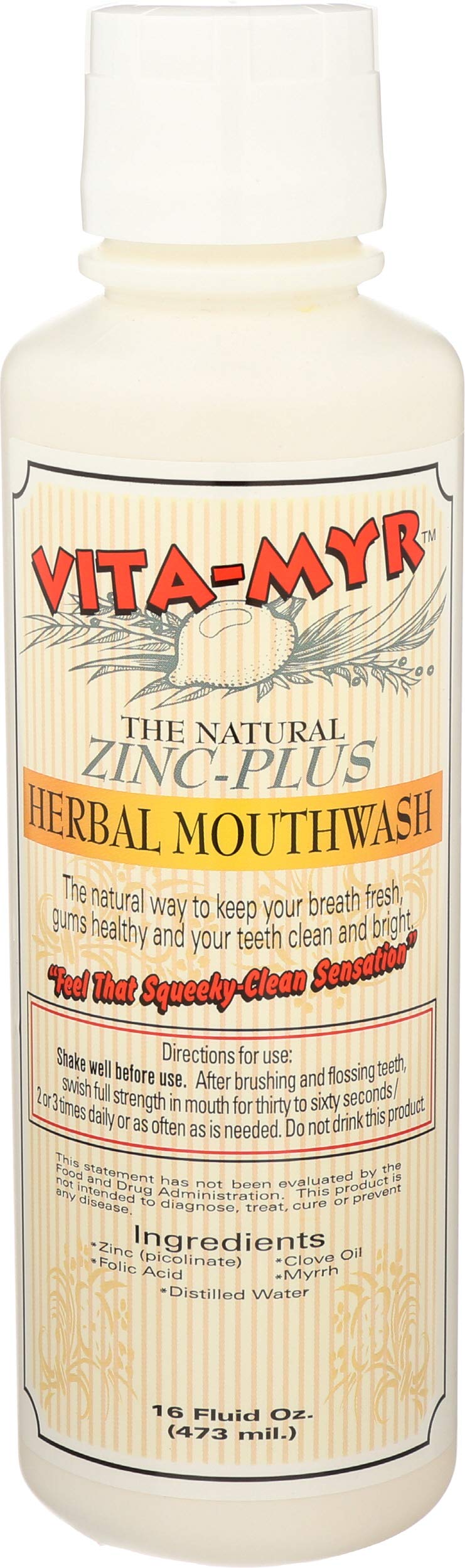 VITA-MYR Zinc-Plus Xtra Herbal Mouthwash 16 oz bottle front view