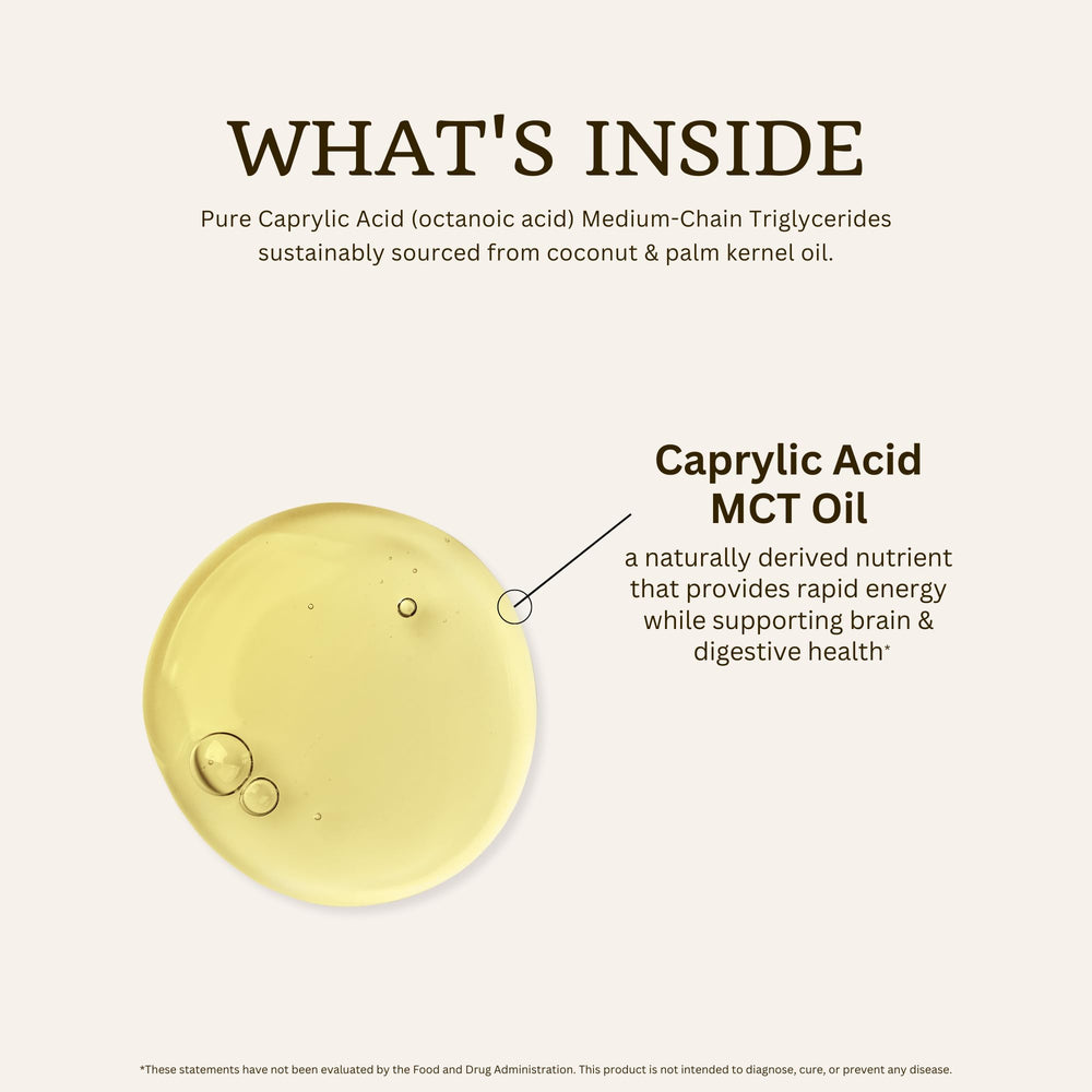 Close-up of VitaTradingCo MCT Oil bottle label