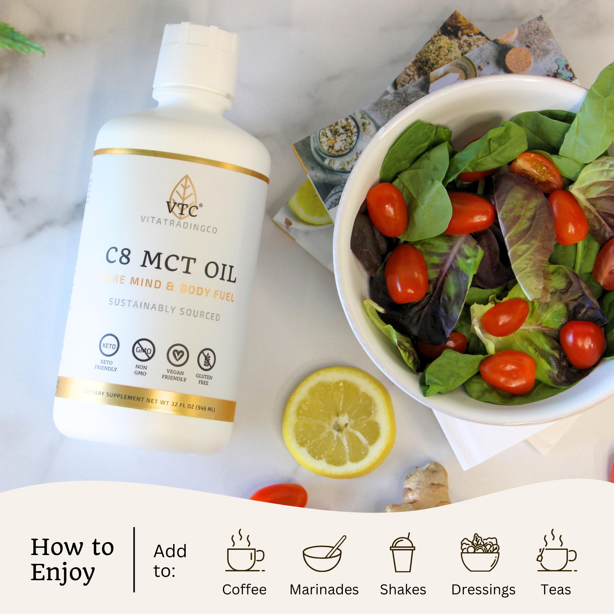 Graphic illustrating ketogenic energy benefits of C8 MCT Oil