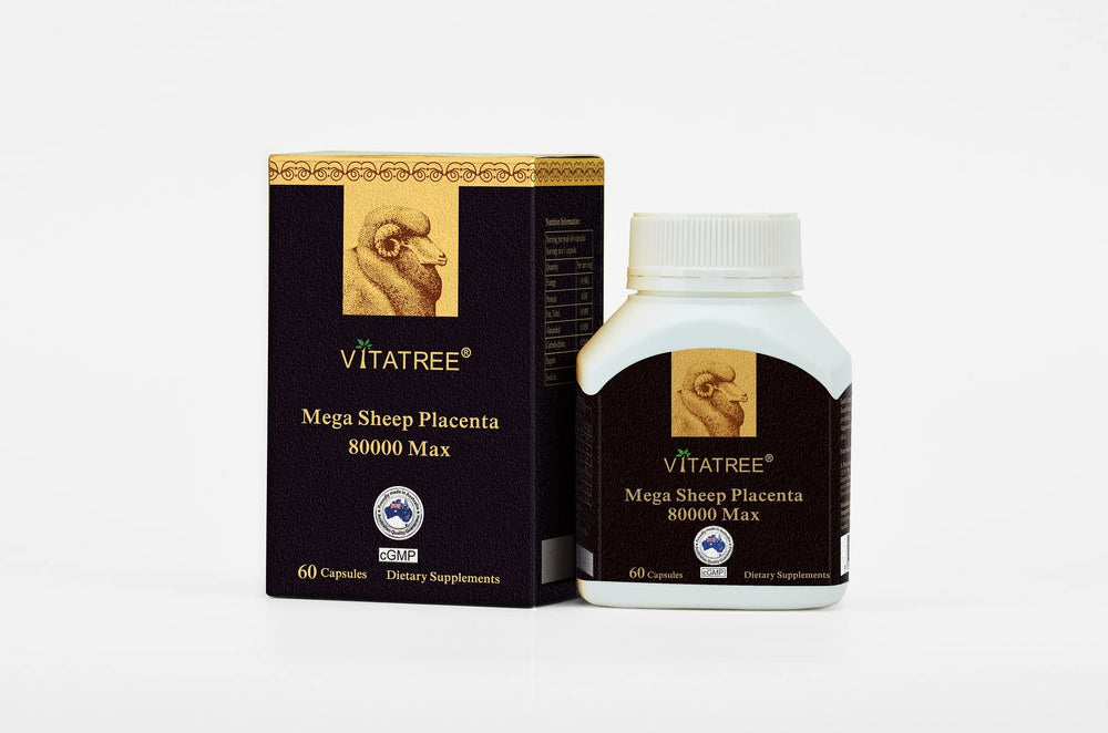 Close-up of VitaTree Sheep Placenta 80000 Max capsules