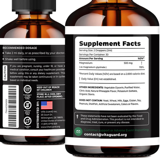 Dropper dispensing liquid magnesium glycinate