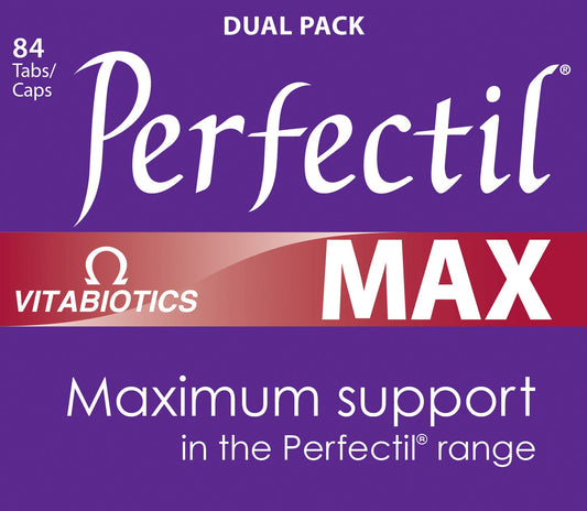 Perfectil Max two-in-one beauty pack label with capsules