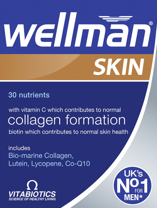 Bottle of Vitabiotics Wellman Skin Technology Tablets