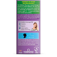 Ingredients and nutrient panel for Wellteen Her Plus Omega-3