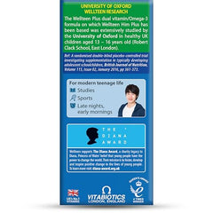 Omega-3 capsules close-up with DHA information