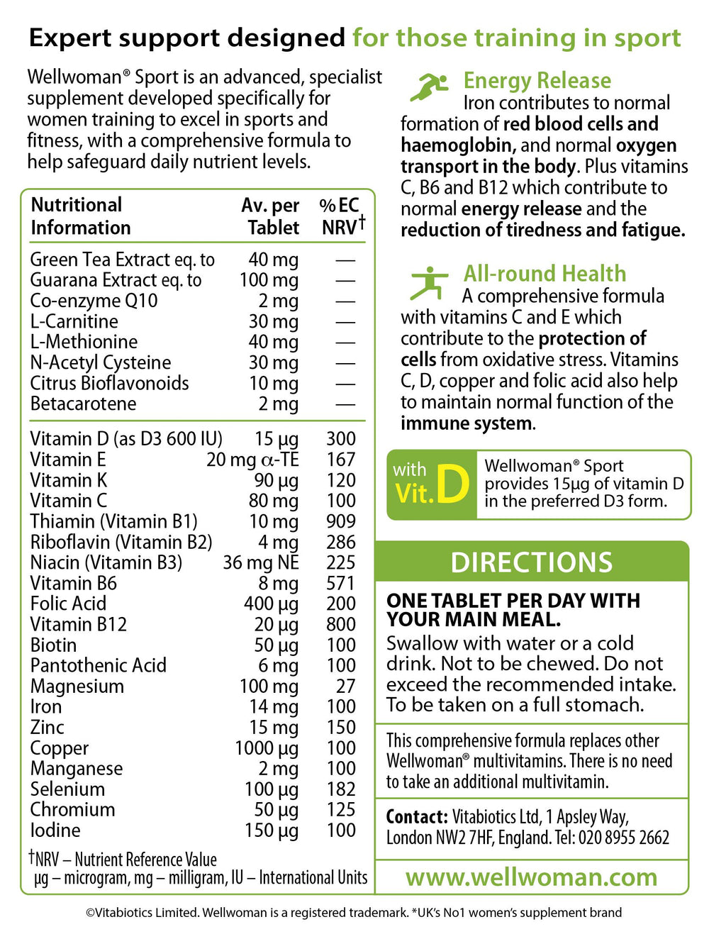 Illustration of vitamins and minerals for Wellwoman formula