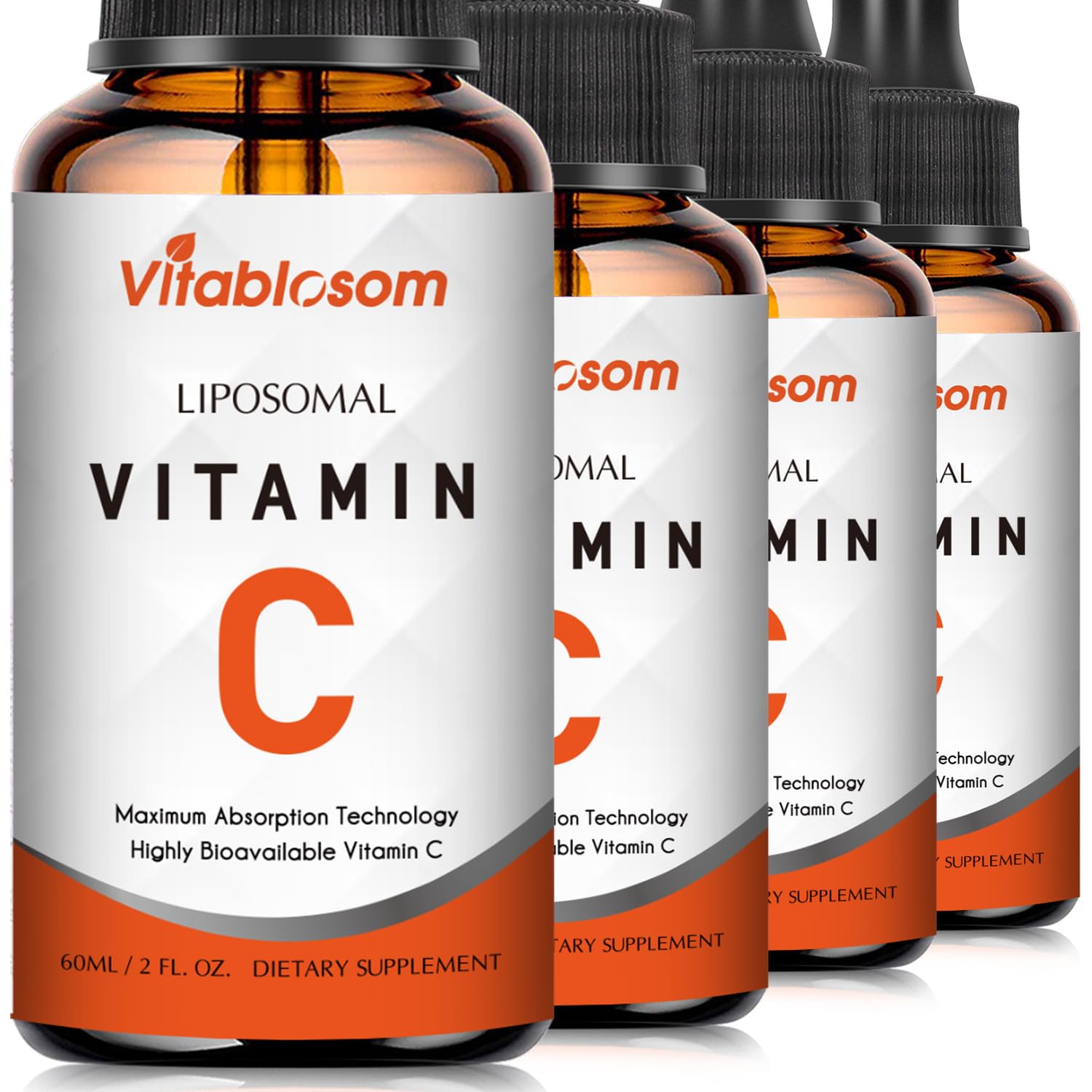 Front view of Vitablosom Liposomal Vitamin C 2000mg bottle