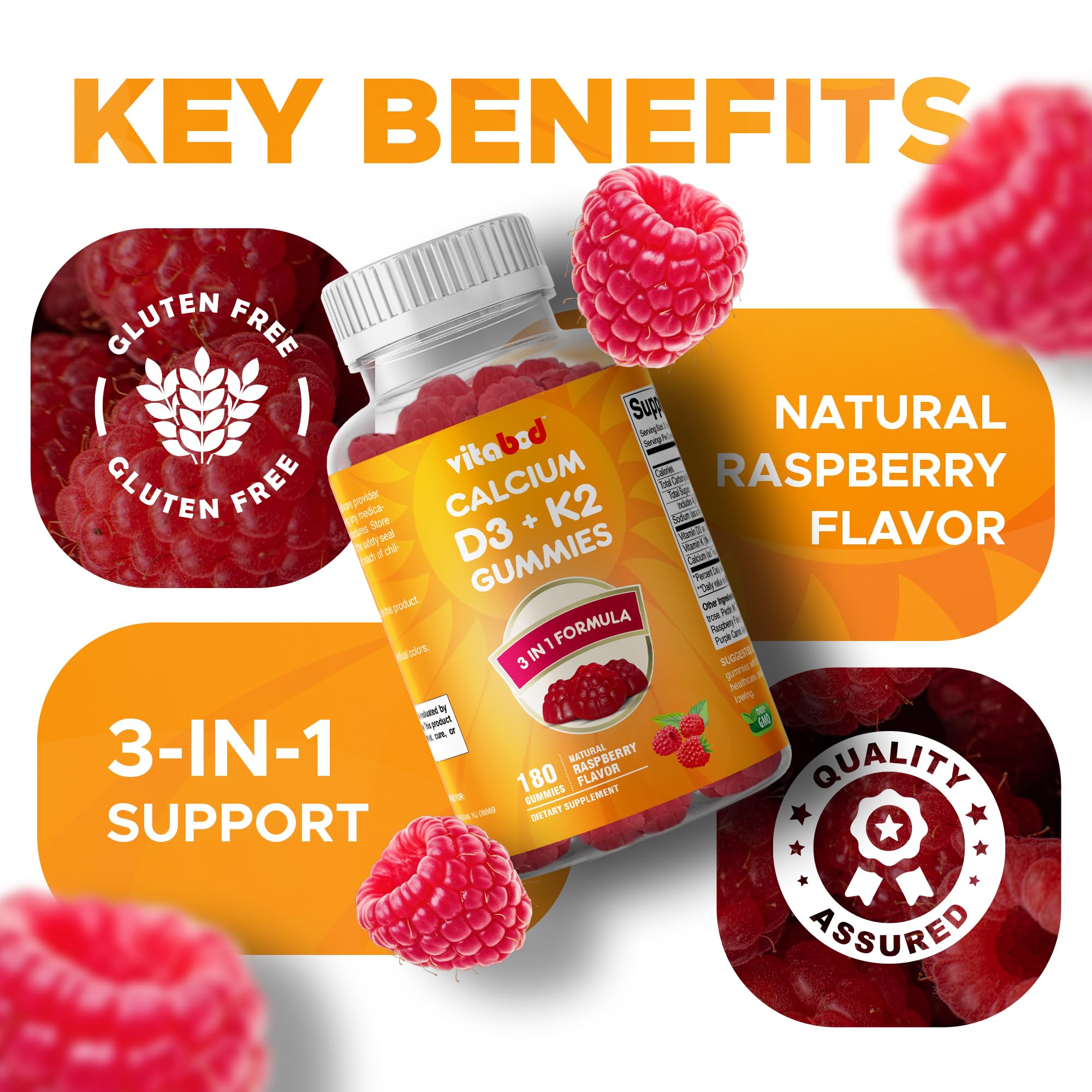 Close-up of Vitabod D3 K2 gummies being chewed