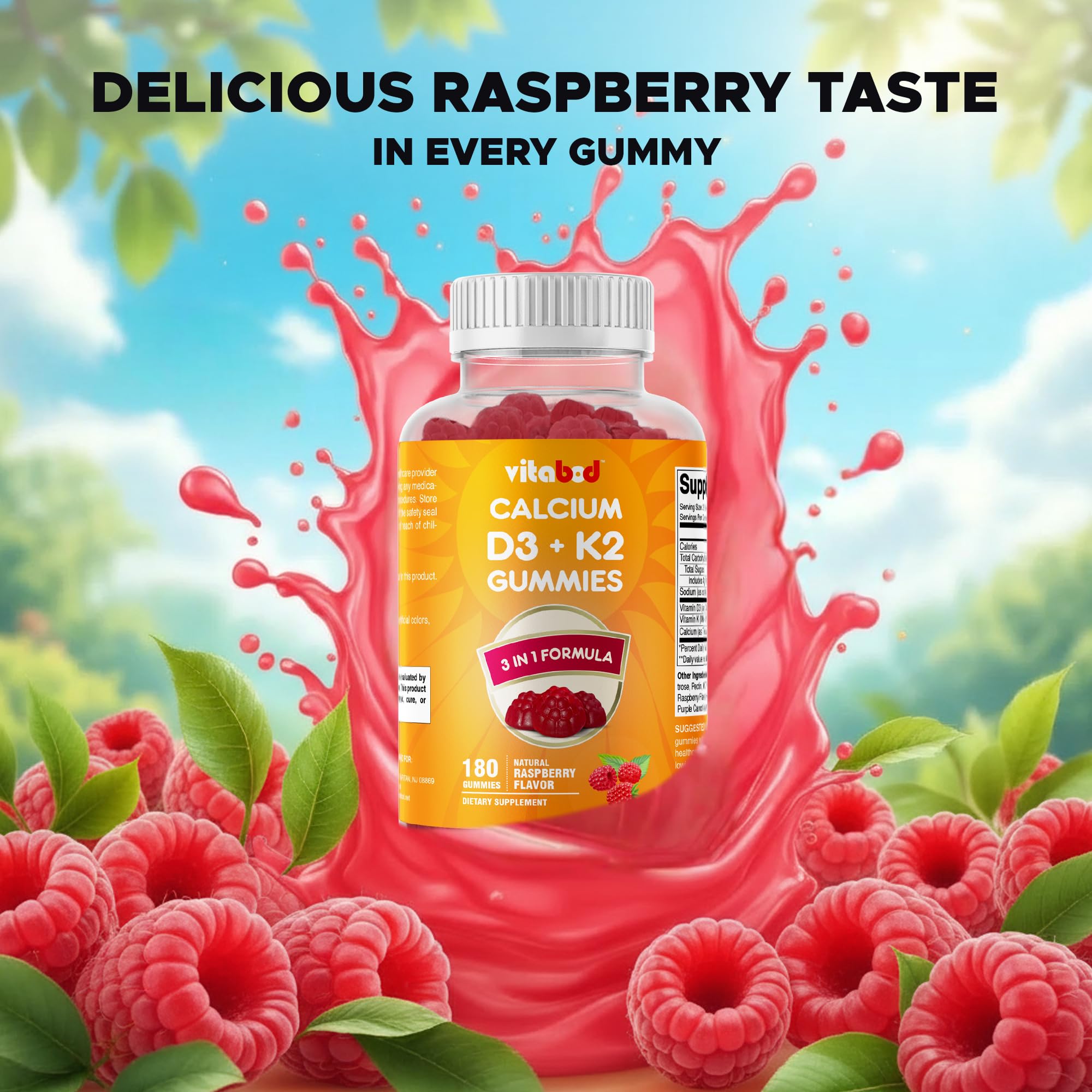 Vitabod D3 K2 gummies product label