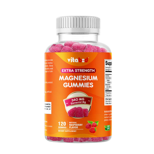 Vitabod Magnesium Gummies front view bottle and gummies