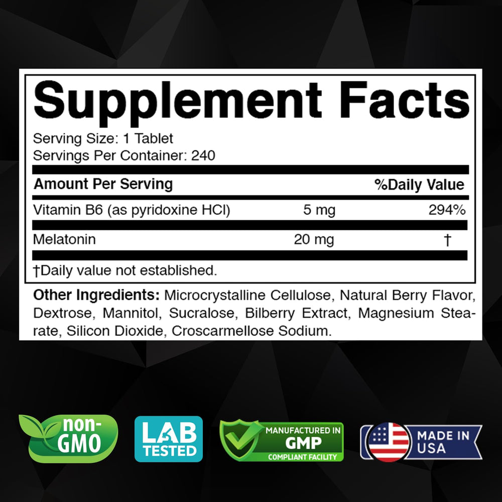 Close-up of fast-dissolving melatonin tablet showing scoring