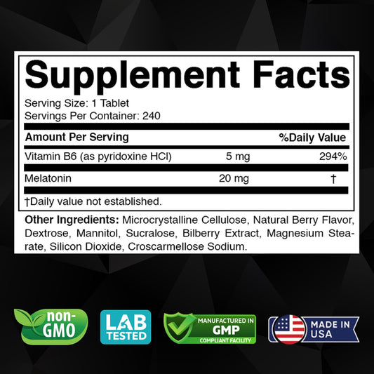Close-up of fast-dissolving melatonin tablet showing scoring