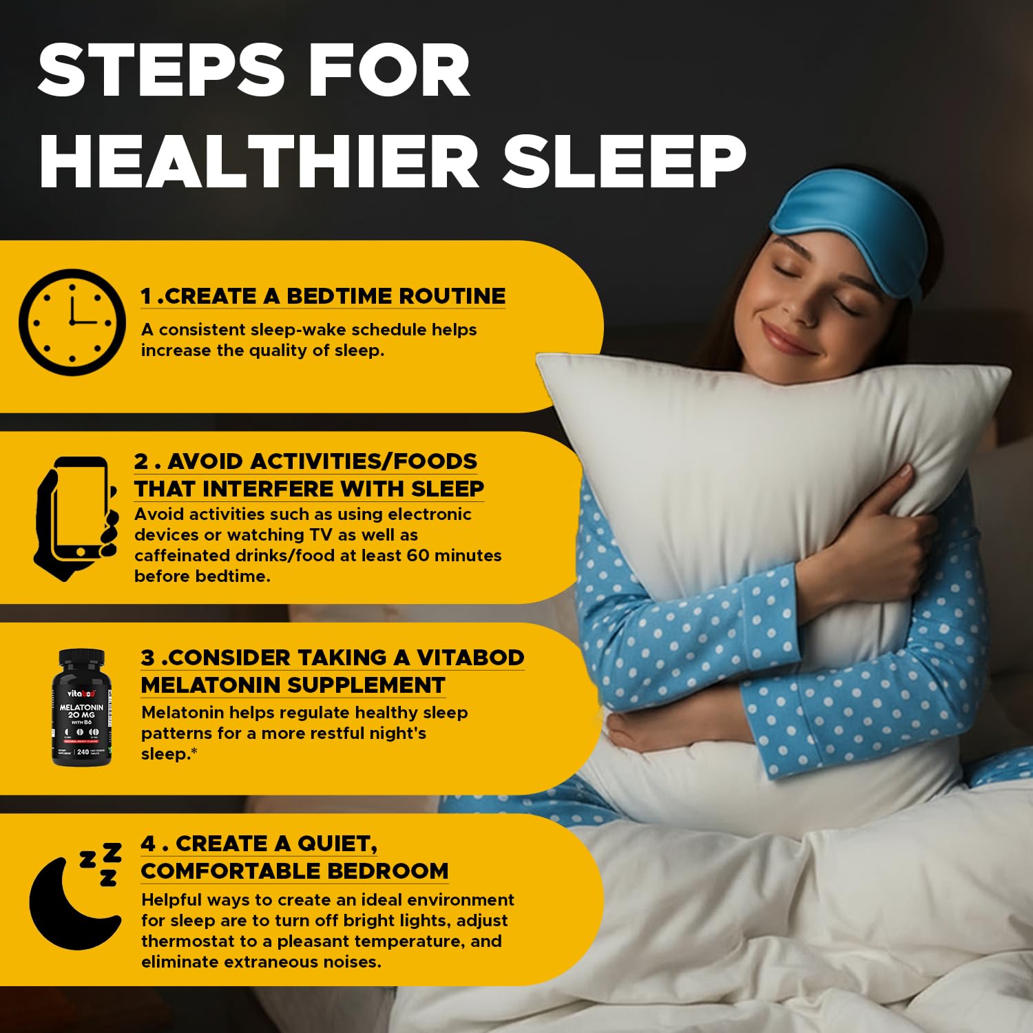 240-count bottle of Vitabod Melatonin