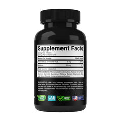 Nutrition facts panel on the bottle