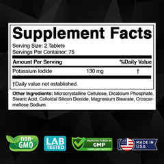 Close-up of 130 mg per serving on Vitabod label